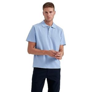 DeFacto Basic poloshirt voor heren, klassiek T-shirt voor mannen, blauw, XS