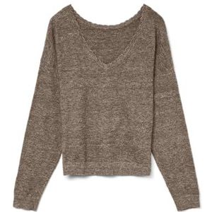 VERO MODA Vmmarina Ls 2-weg V-hals pullover Noos, fossiel, M