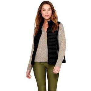 ONLY Dames Onlnewclaire Quilted Waistcoat OTW Noos mantel, Zwart/Detail: pipping toon in toon, L