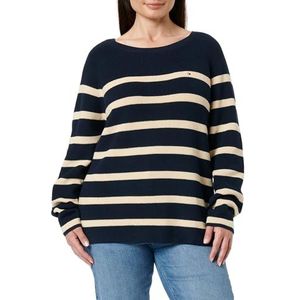 TOMMY HILFIGER Dames CO CARDI FINE GG LS BOAT-NK SWT WW0WW44975, wit, XXS, Wit (Witte Streep 27), XXS
