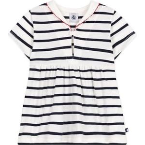 Petit Bateau Jurk met korte mouwen voor meisjes, Wit/Blauw, 3 Maanden