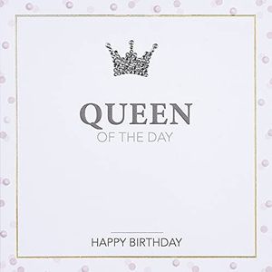 Verjaardagskaart Diamond - Queen of the day - kroon 15 x 15 cm