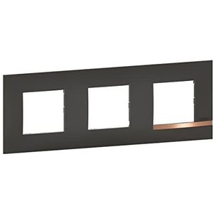 legrand BTAL9NC3 Mezzo-collectie, 3-voudig, koperkleurige noot, gesatineerd, zwart met boord, koper-effect -BTAL9NC3