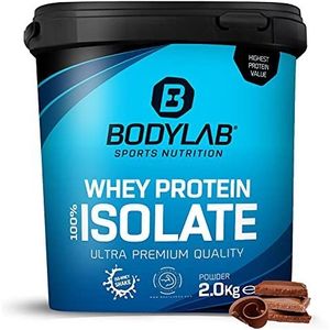 Whey Protein Isolate Dubbele Chocolade 2kg Bodylab24, eiwitpoeder gemaakt van Whey Isolate, Whey eiwitpoeder kan de spieropbouw ondersteunen, geconcentreerd iso-wei-eiwit vrij van aspartaam