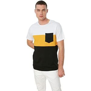 Trendyol Heren Mosterdmannetje Slim Fit Ronde kraag T-shirt T-shirt, Mustard, Small
