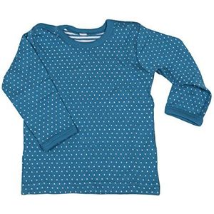 Leela Cotton Baby kinderen shirt met lange mouwen omkeerbare armshirt biologisch katoen jongens meisjes maat 50/56 tot 140, blauw/wit, 50-56