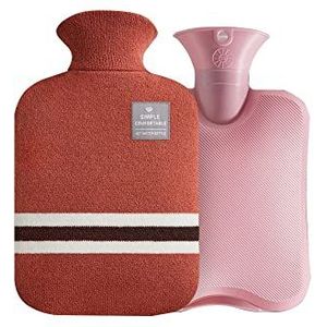 Hoogwaardige PVC warmwaterkruik met zachte stoffen bekleding voor het verwarmen van handen en voeten, verlicht pijn, kan warm of koud worden gebruikt. (2000 ml) - oranje