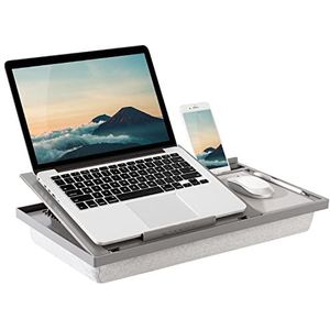 LAPGEAR Ergo Pro Lap Desk met 20 verstelbare hoeken, muismat en telefoonhouder - grijs - geschikt voor laptops tot 15,6 inch en de meeste tablets - stijlnr. 49405
