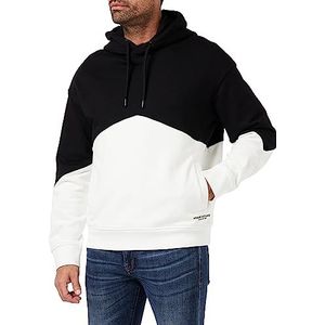 Armani Exchange Heren Color Block, Front Zakken Hooded Sweatshirt, zwart/wit, M