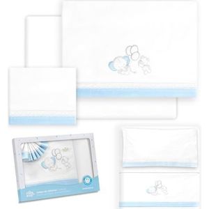 Interbaby Babybeddengoed van katoen voor babybed, olifantenbeer, ballonnen, 3-delige set, hoeslaken + dekbedovertrek + kussensloop