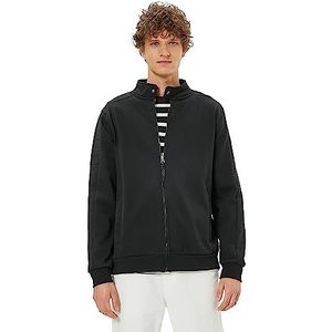 Koton Heren Zipper Pocket Detail Crew Neck Snap Button Sweatshirt, 999 (zwart), M