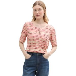 TOM TAILOR T-shirt voor dames, 37125 - Berry Red Check Design, M