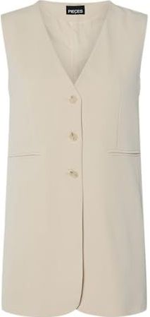 Pieces - Gilet - Sandkleur - Polyester - Mouwloos