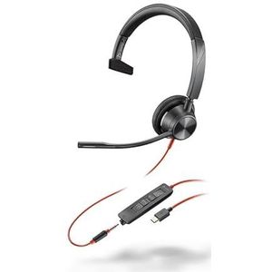 Poly Blackwire 3315 - Blackwire 3300 Series - Headset - On-Ear - bedraad - Actieve ruisonderdrukking - 3,5 mm stekker, USB-C - Zwart
