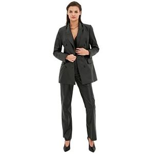 Trendyol Dames Pocket Detaililed Artificial Leather Blazer Jacket, Zwart, zwart, 34