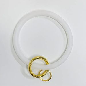 Transparante siliconen ronde sleutelring armband met metalen sleutelhouder, polssleutelhanger voor vrouwen en meisjes