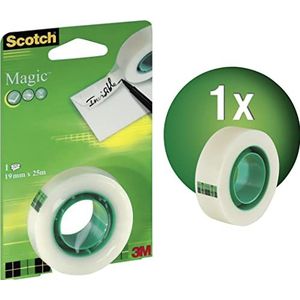 Scotch Magic Tape, navulverpakking, 1 rol, 19 mm x 25 m - Algemeen Doel Sticky Tape voor Document Reparatie, Etikettering & Afdichting