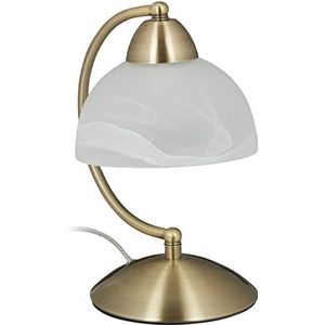 Relaxdays Tafellamp Touch Functie - Bureaulamp - E14 - Nachtlamp - Glas - Retro - Dimbaar - Messing