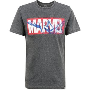 Recovered Marvel Spider-Man T-Shirt - Klassiek Logo - Houtskool - Officieel gelicentieerd - Vintage stijl, handgedrukt, ethisch afkomstig, Veelkleurig, M