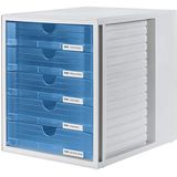 HAN 1450 SYSTEMBOX, ladenbox, DIN A4 en groter, 5 gesloten laden Single doorschijnend blauw