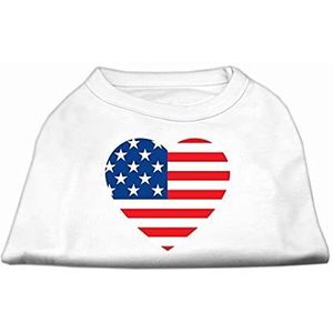 Mirage Amerikaanse vlag hart scherm Print Shirt, klein, wit
