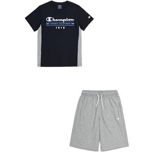 Champion Legacy Graphic Shop B - Since 1919 Crewneck T-shirt en shorts compleet, zwart/grijs gemêleerd licht, 7-8 jaar kinderen en jongeren SS24, zwart/lichtgrijs gemêleerd, 7-8 Jaar