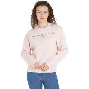 Tommy Hilfiger Dames sweatshirt zonder capuchon, Roze (Whimsy Pink), XXL grote maten tall