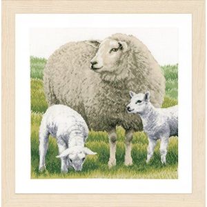 Lanarte kruissteekset schapen, Aida, kruissteekverpakking met ttelpatroon, katoen, meerkleurig, 35 x 35 x 0,3 cm