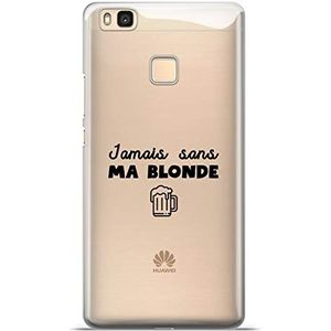 Zokko Beschermhoes voor Huawei P9 Lite Jamais zonder mijn blonde - zacht transparant inkt zwart