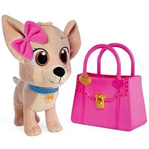 Simba 105890020 - ChiChi Love Best Friends Forever, Youtube serie pluche hond in hot pink vinyl handtas, 20 cm knuffelhond, vanaf 3 jaar