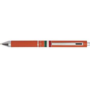 QUADRA design pen 4 functies schacht van rubber metaal oranje