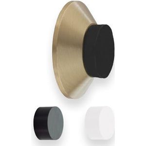 Evi Herrajes Zelfklevende deurstopper, wandmontage, 35 x 15 mm, mat messing, conische vorm, twee rubberen banden inbegrepen, kleefmontage of schroef