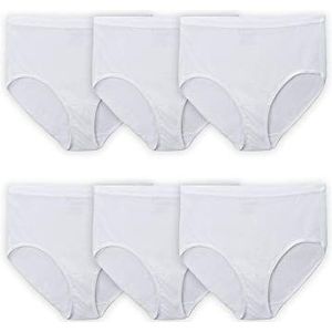 Fruit of the Loom Plus Size Fit for Me Women's White Cotton Briefs, 6 Pack, 10