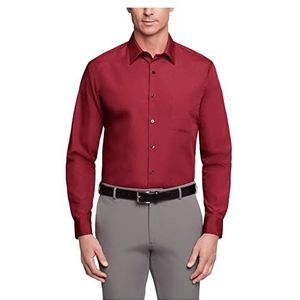Van Heusen Men's Dress Shirt Regular Fit Poplin Solid, Magenta, 18"" Neck 36""-37"" Sleeve