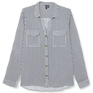 VERO MODA Dames Vmbumpy L/S Shirt New Noos TLL Blouse, Sneeuwwit/Stripes: india Ink, M