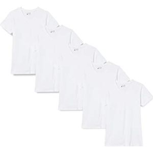 Berydale Dames T-shirt voor sport en vrije tijd, met V-hals, Wit, set van 5, L