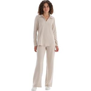 Dagi Damesbroek met hoge taille pyjamabroek, Beige Melange, S