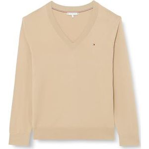 Tommy Hilfiger Dames CRV CO Jersey Stitch V-NK SWT Beige 54, Beige, 54