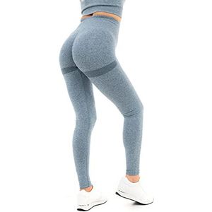 M17 Womens Dames Leggings Sport Atletiek Yoga Solid Marl met Bum Lift Compressie Hoge Taille Broek, Blauw, L