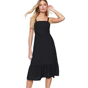 Trendyol Dames Maxi Basic Regular Geweven Jurk, Zwart, 62