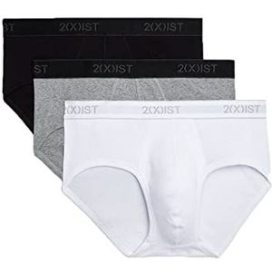 2(X) IST Heren Essential Cotton Contour Pouch Brief 3-Pack, Wit/Zwart/Grijs Heather, XL