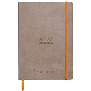 Rhodia 117744C notitieboekje Goalbook (DIN A5, 14,8 x 21 cm, stippen, praktisch en trendy, met zacht deksel, 90 g, ivoorkleurig papier, 120 vellen, elastiek, bladwijzer), 1 stuks, mol grijs
