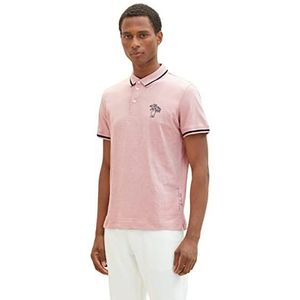TOM TAILOR Poloshirt voor heren met palmenprint, 11055 - Morning Pink, M