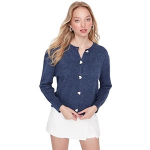 Trendyol Dames getailleerd basic gebreid vest met ronde hals, Indigo, L