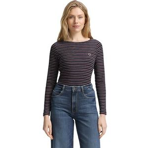 TOM TAILOR T-shirt met lange mouwen voor dames, 39320 - Blauw Rood Multicolor Streep, S