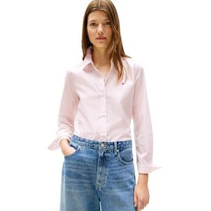 Tommy Hilfiger Dames ESS POPLIN regelmatig shirt WW0WW47169 L/S shirt, roze (klassiek Ithaka STP lichtroze), 34, Roze (Classic Ithaka Stp Licht Roze), 60