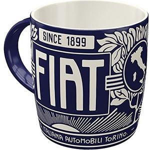 Nostalgic-Art Retro koffiemok, Fiat – Since 1899 Logo – Geschenkidee voor autoliefhebbers, gemaakt van keramiek, vintage design met spreuk, 330 ml