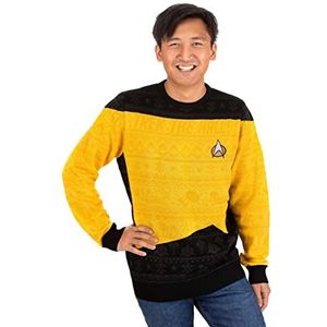 Numskull Officiële Star Trek gele unisex gebreide trui, 5XL-lelijke nieuwigheid kersttrui cadeau, Star Trek Geel, XL