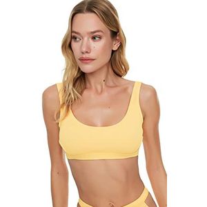 Trendyol Dames getextureerde hals gedetailleerde bikini top, oranje, 36
