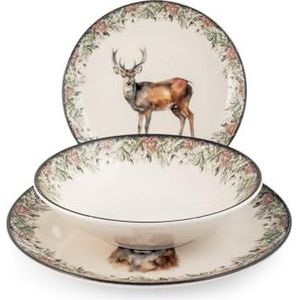 H&h servizio tavola natalizio 18 pezzi montana